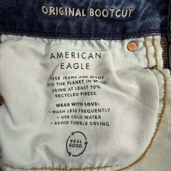 American Eagle Jeans Mens 32 Original Bootcut AirFlex Stretch Blue Denim 31x29 - Picture 9 of 10